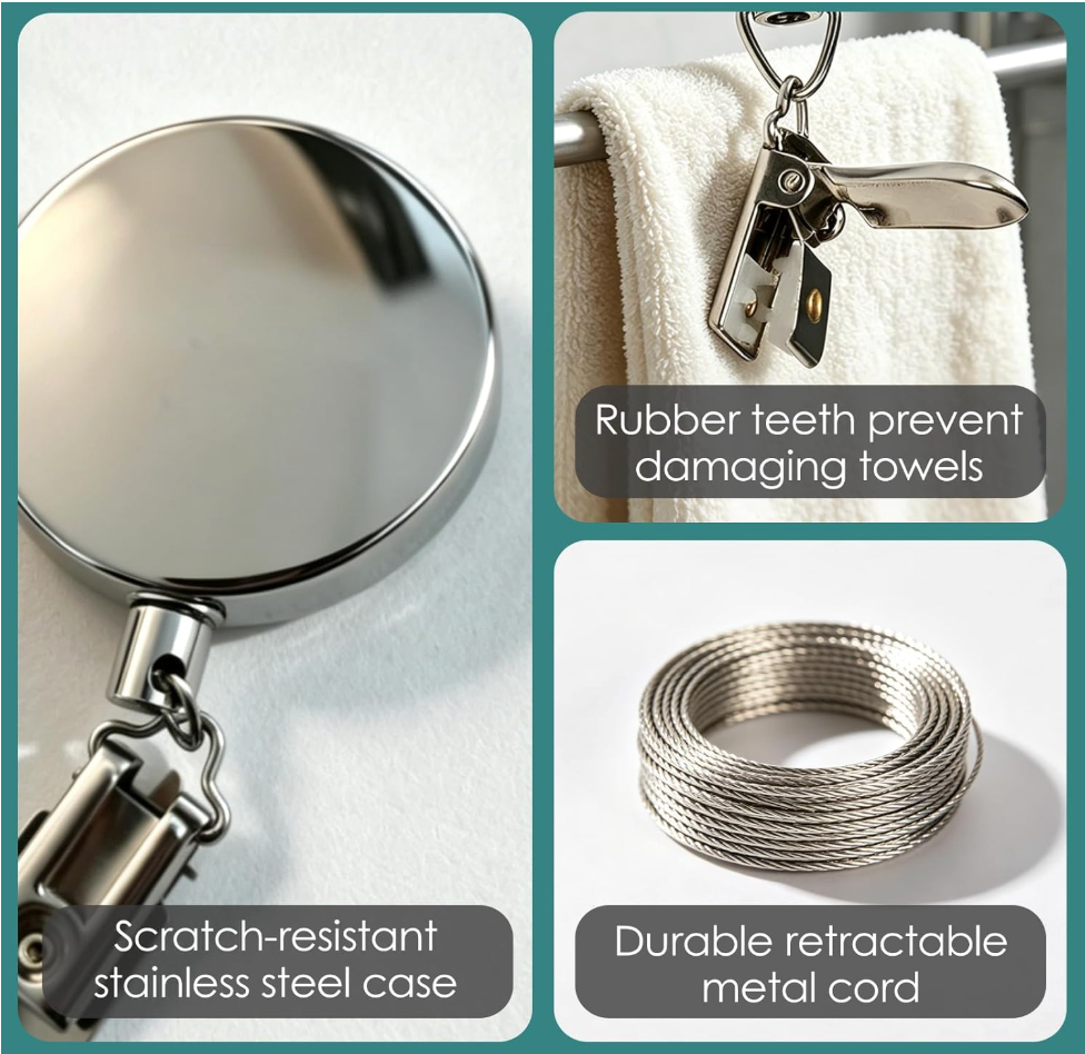 Stainless Steel Retractable Clip On Hanger