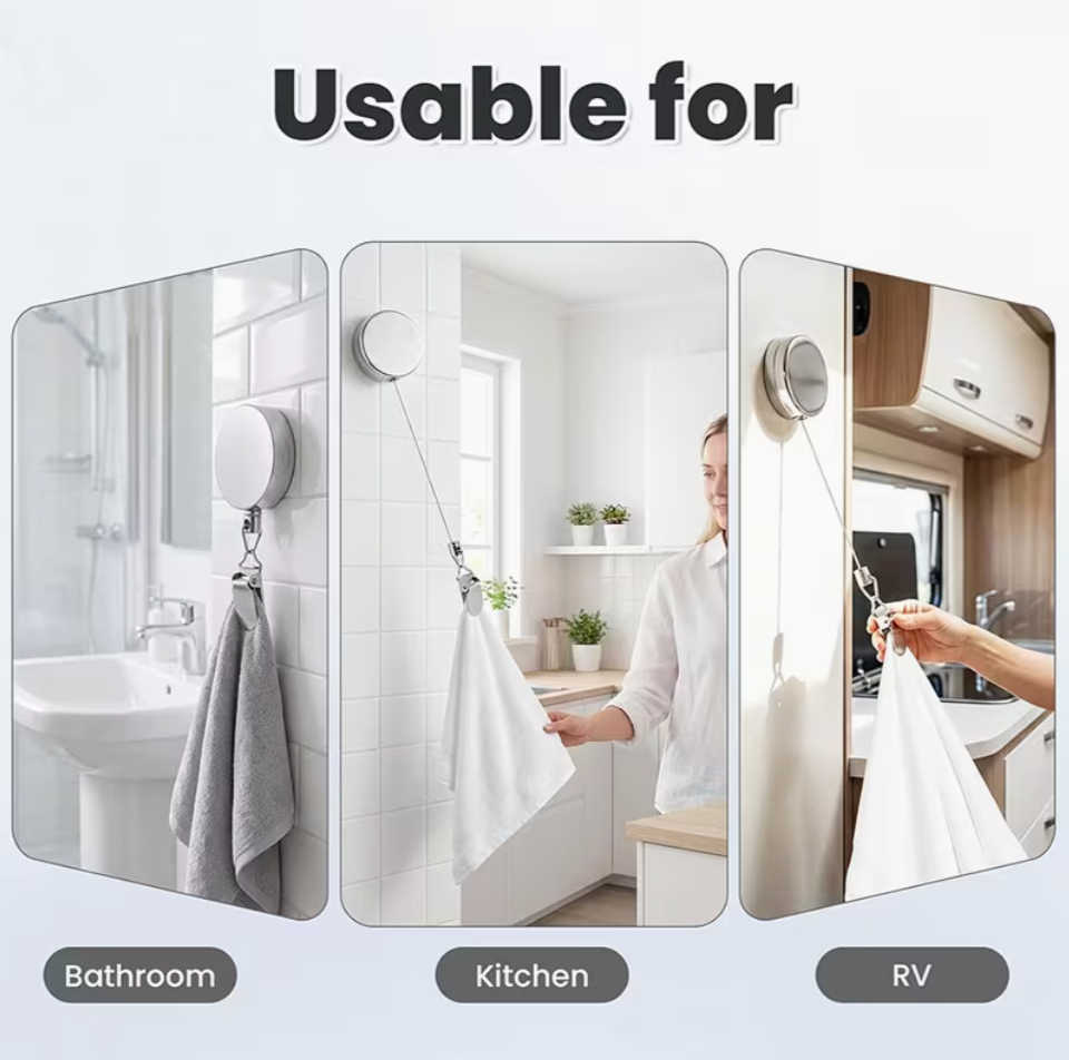 Stainless Steel Retractable Clip On Hanger