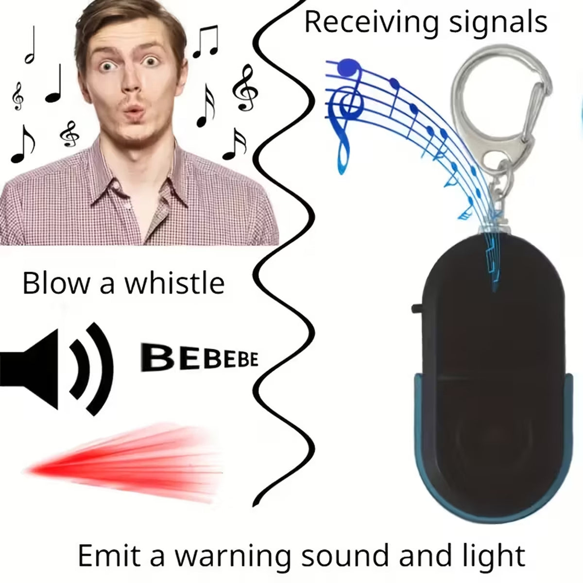 Personal Safety Alarm Keychain  Loud Emergency Siren With Led Light