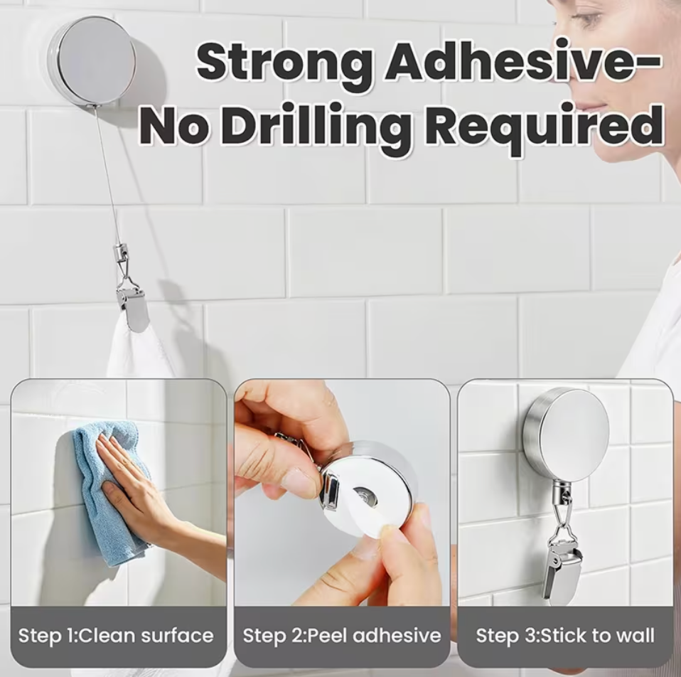 Stainless Steel Retractable Clip On Hanger
