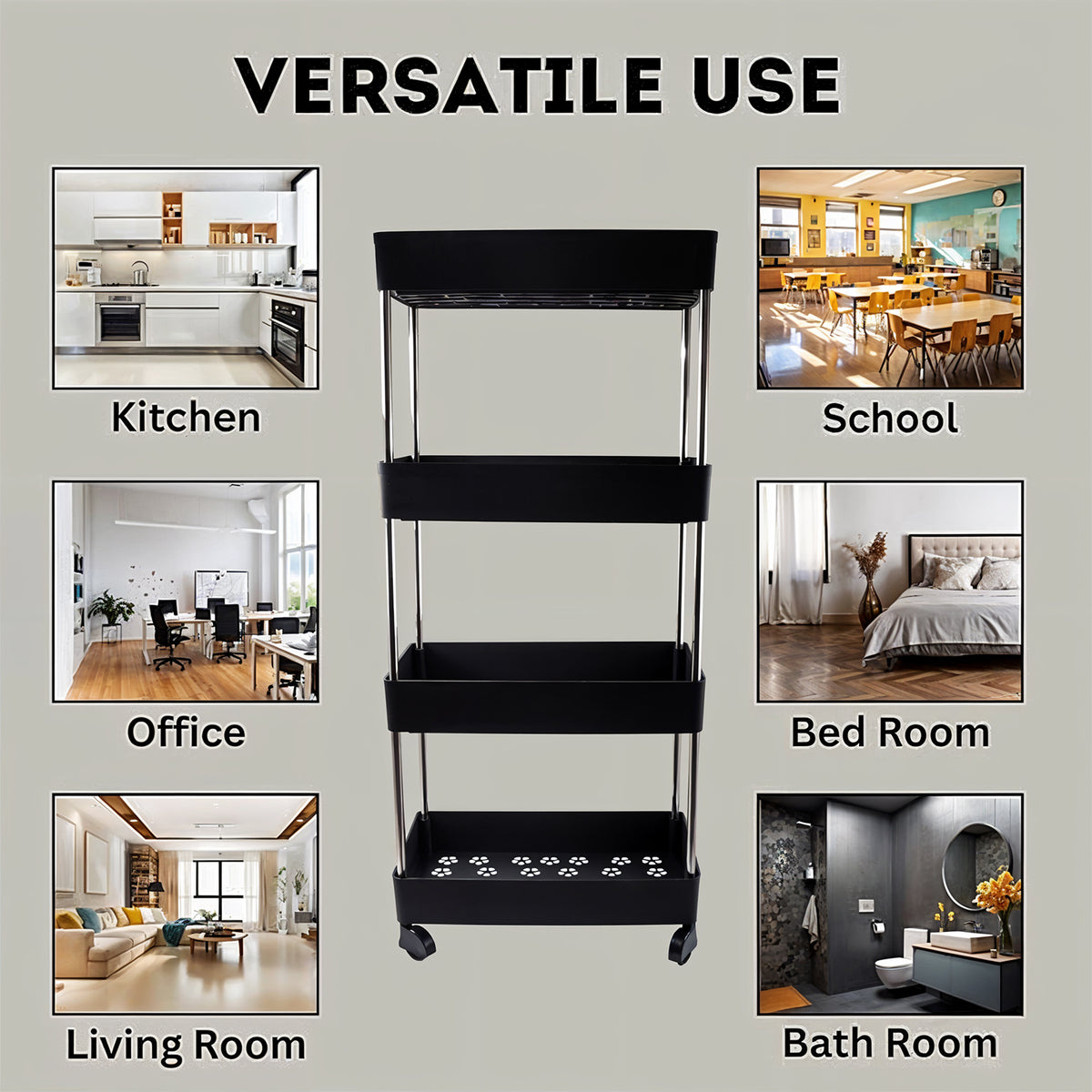 Movable Storage Rack Trolley