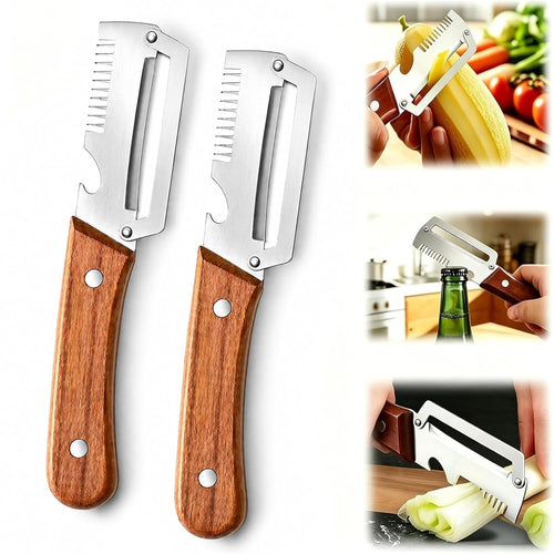 3-in-1 Multifunctional Vegetable Peeler with wooden grip (Pack of 1)