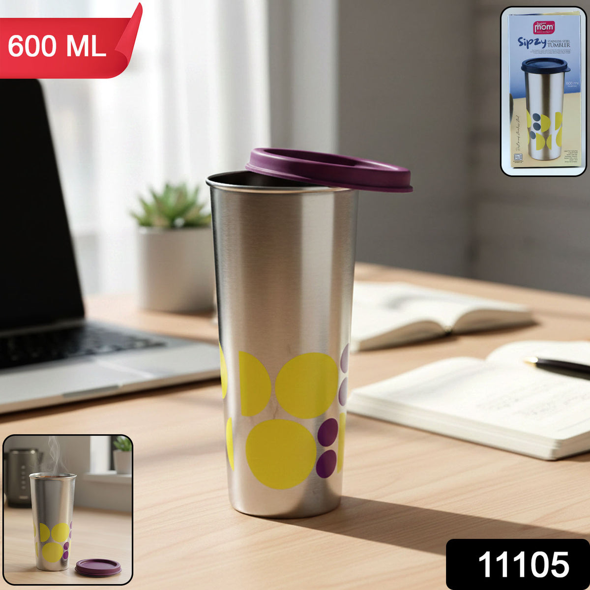 Supermom 600 Ml Stainless Steel Printed Travel Tumbler (1 Pc)
