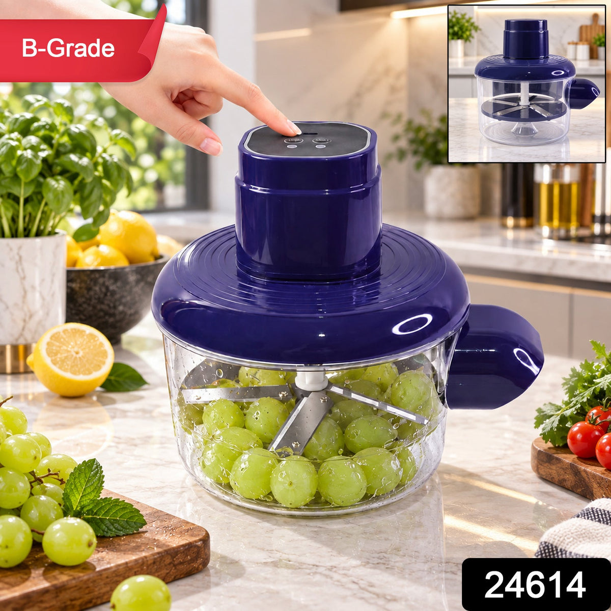 B Grade Electric Food Chopper With Steel Blades And Clear Bowl (1 Pc)